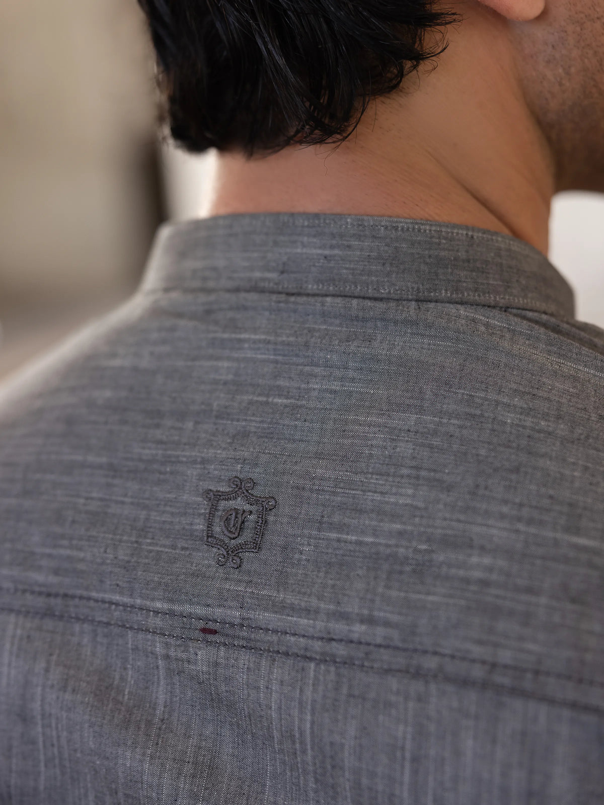 Embroidered Chambray Kurta Pajama - EMTKPT5-056