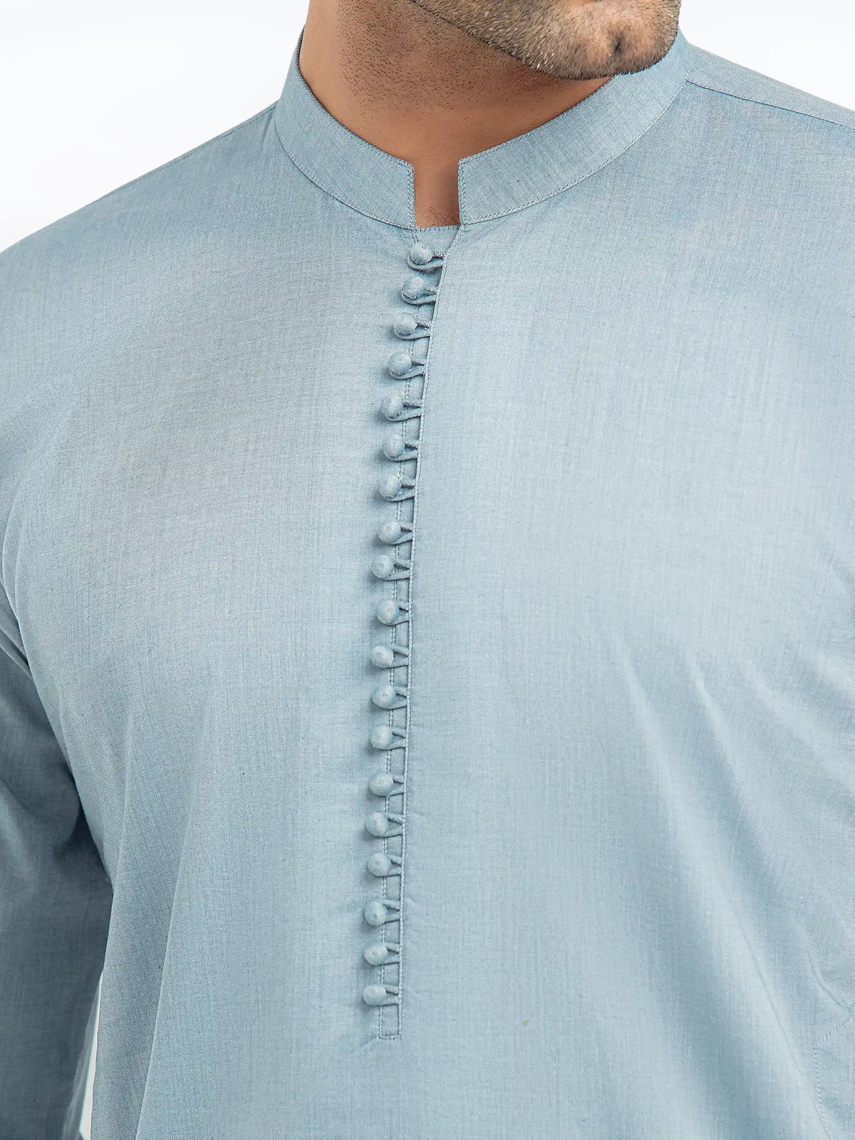 Embroidered Chambray Kurta Pajama - EMTKPT5-059