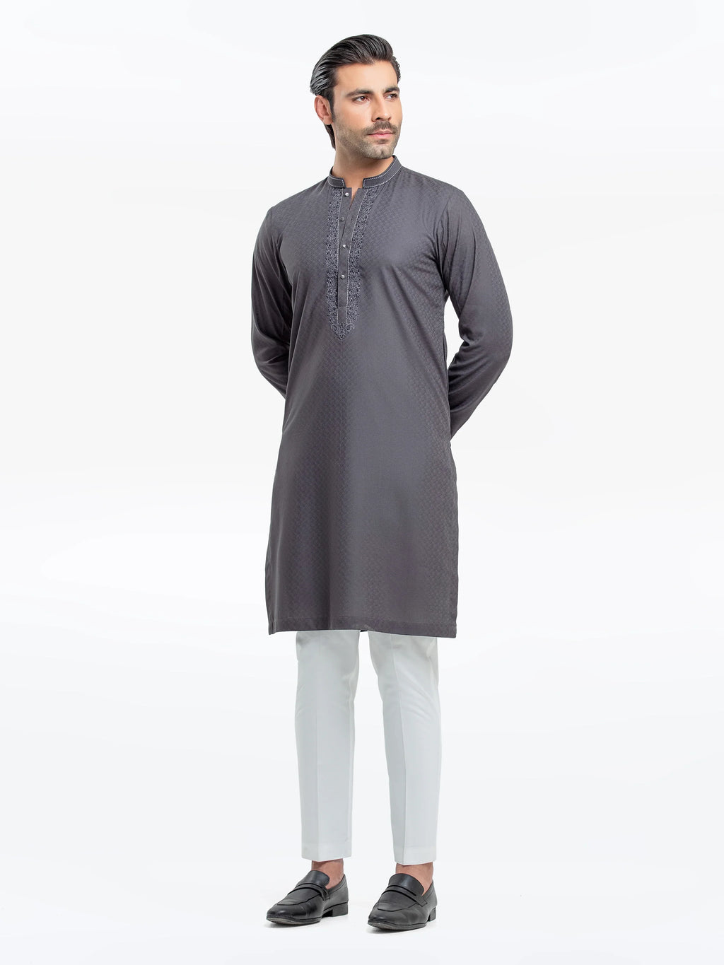 Embroidered Dobby Kurta - EMTK5-99525