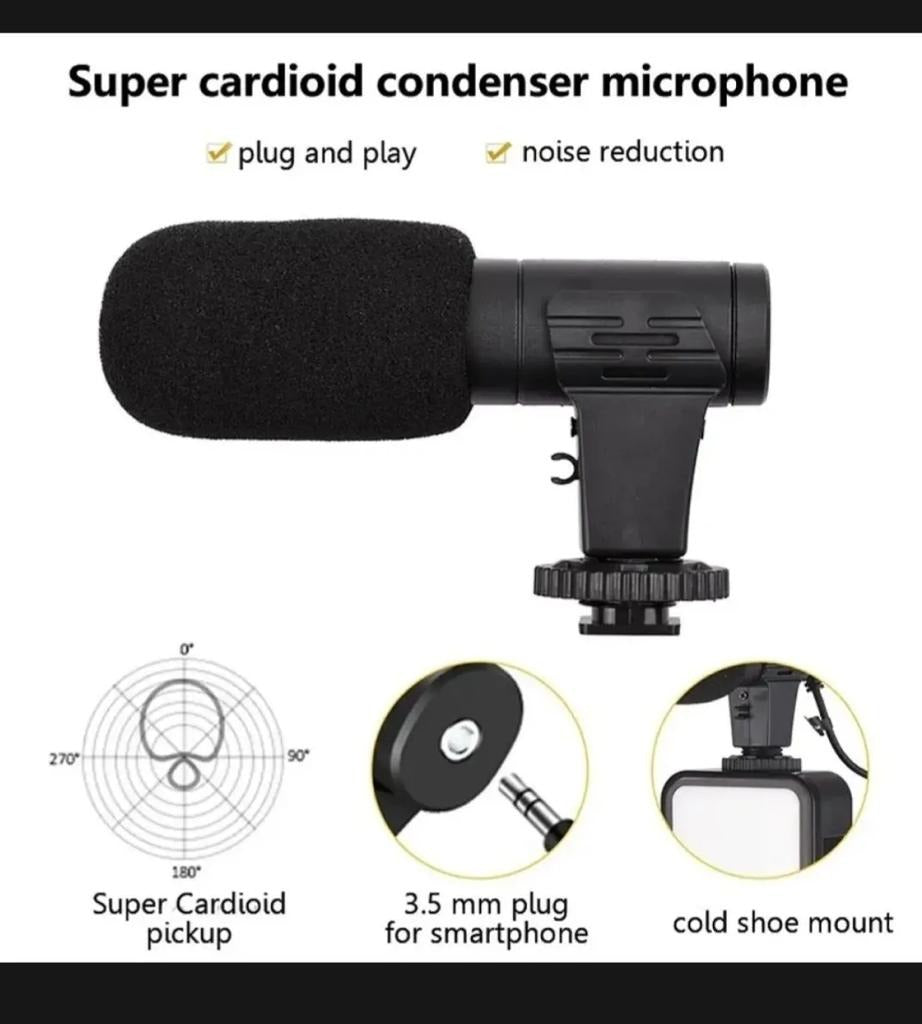 Vlogger Kit | Microphone, LED Fill Light, Mini Tripod & Mobile Holder with Remote – Complete Video Making Set for Vlogging With Bluetooth Remote