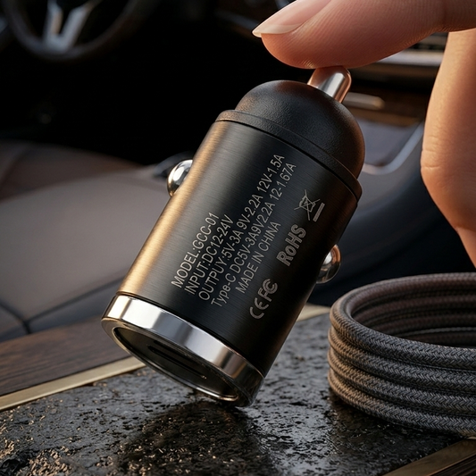G-Golden 60W QC 4.0 Fast Car Charger – Dual Port High-Quality Multi-Device Charging, Black