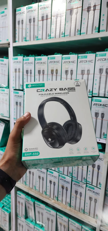 SOVO Crazy-Bass SHP-550 Wireless Headphones with Deep Bass, Bluetooth Connectivity, Long Battery