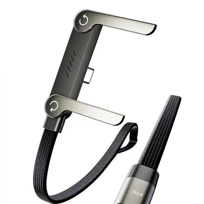 240W Type-C to Type-C Fast Charging Cable with Adjustable Stand – 1.5M PD 3.1 90° Elbow Gaming Cable