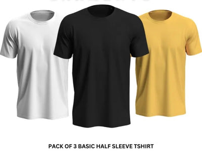 Pack of 3 Premium Plain T-Shirts for Men