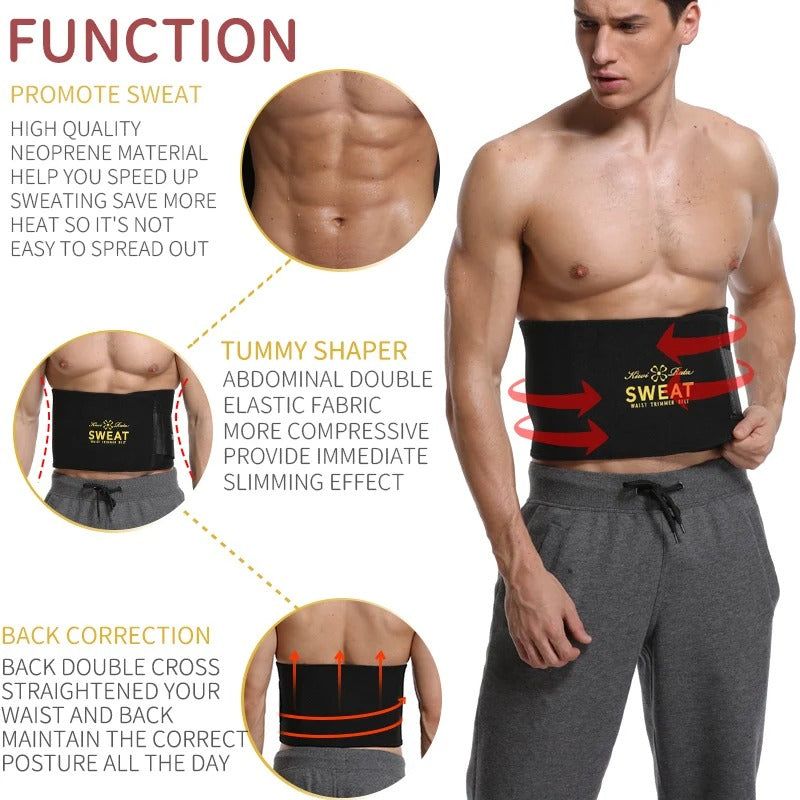 Men Waist Trainer Slimming Belt – Abdominal Sweat Body Shaper