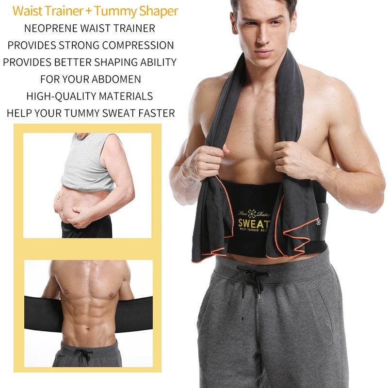 Men Waist Trainer Slimming Belt – Abdominal Sweat Body Shaper