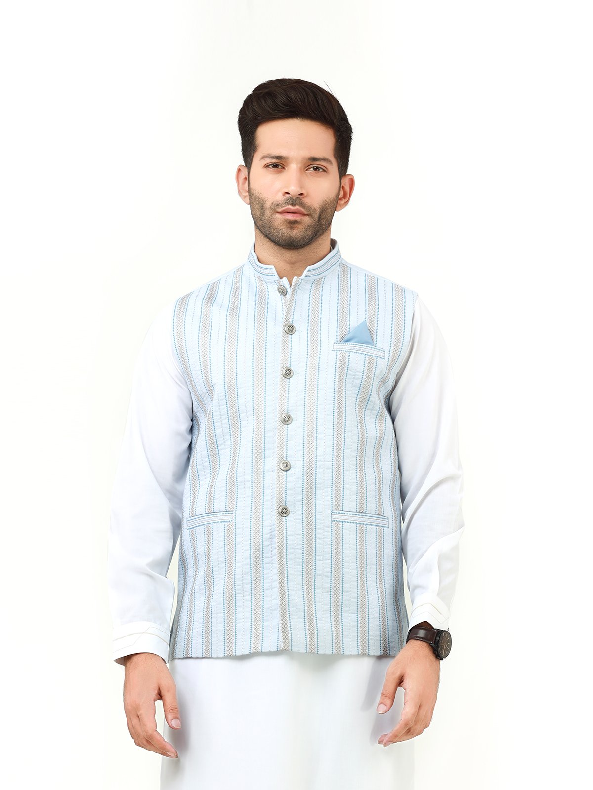 Embroidered Cotton Waistcoat - EMTWCC21-093