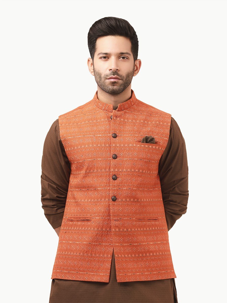 Embroidered Cotton Waistcoat - EMTWCC22-117