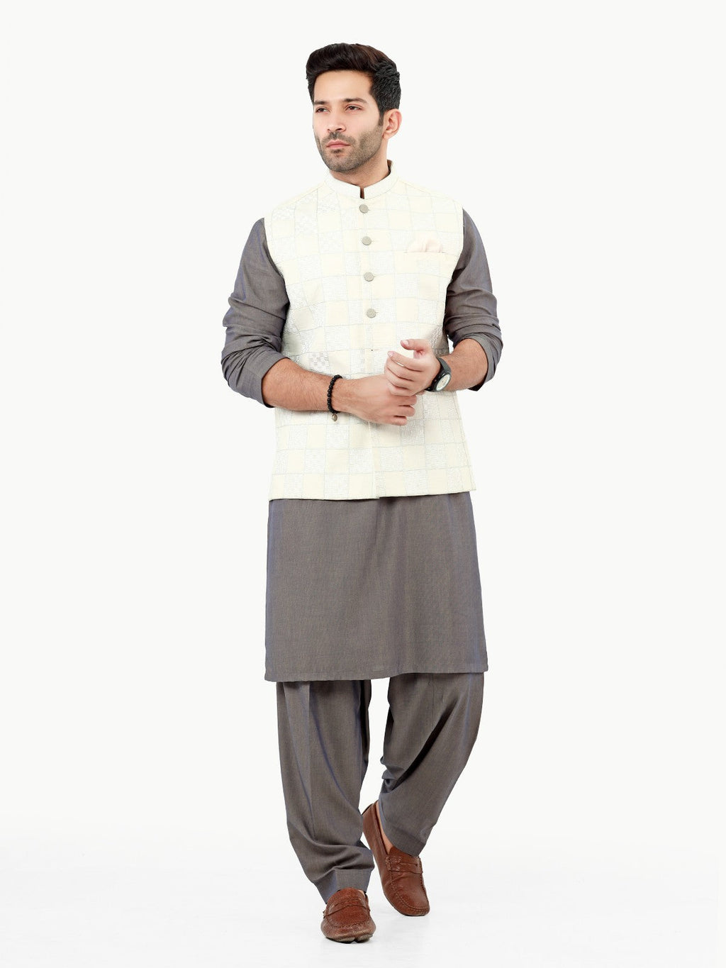 Embroidered Cotton Waistcoat - EMTWCC22-135