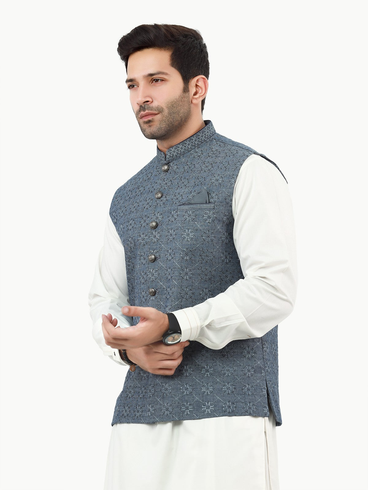 Embroidered Cotton Waistcoat - EMTWCC22-136