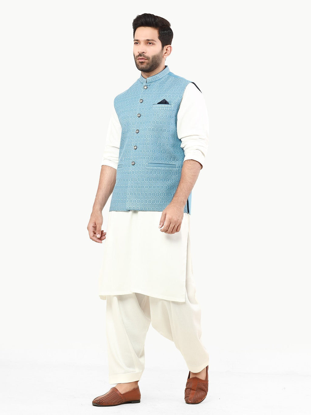 Embroidered Cotton Waistcoat - EMTWC22-35811