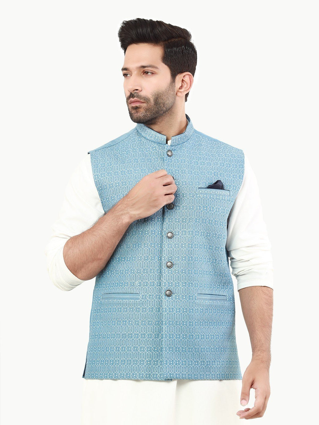 Embroidered Cotton Waistcoat - EMTWC22-35811