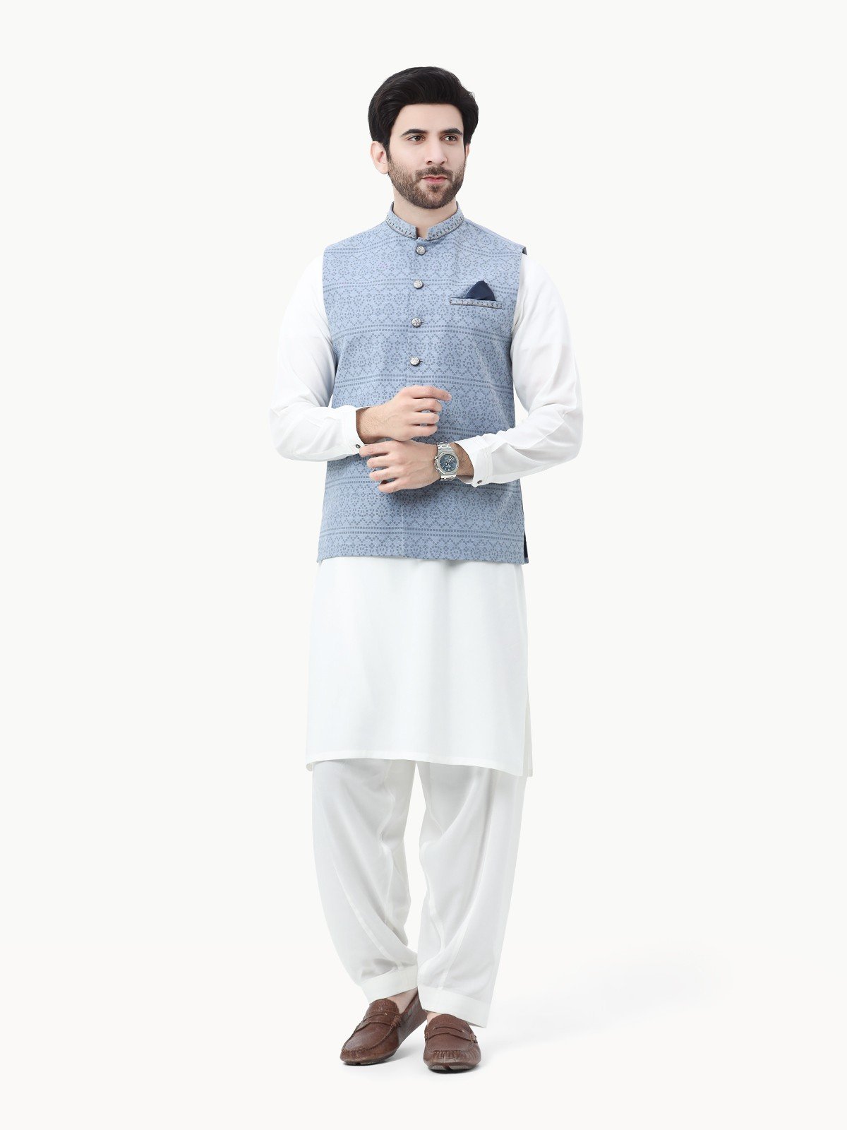 Embroidered Cotton Waistcoat - EMTWCC22-143