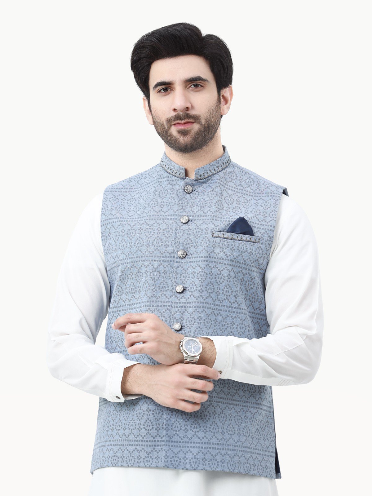 Embroidered Cotton Waistcoat - EMTWCC22-143