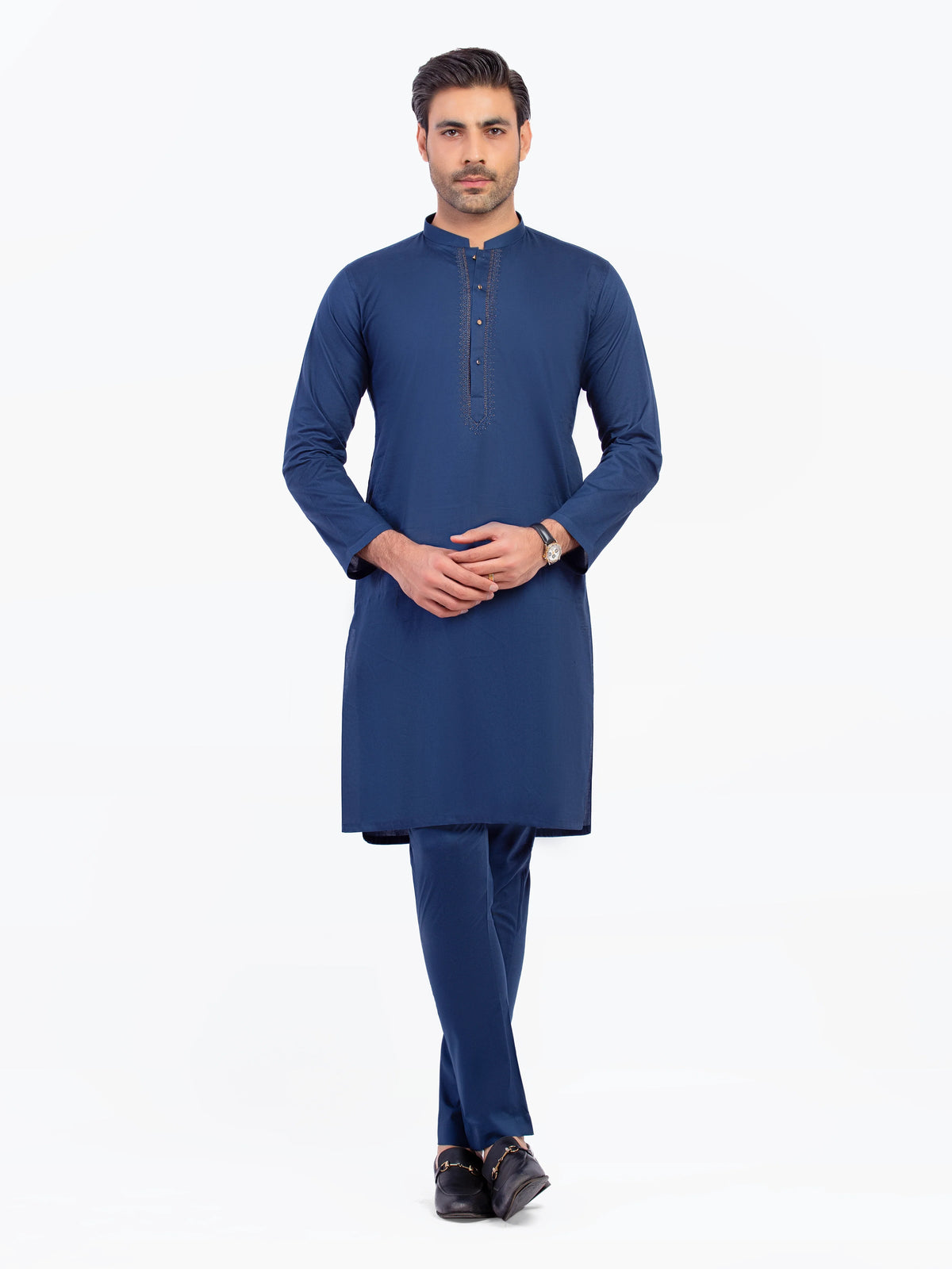 Embroidered Cotton Kurta Pajama - EMTKPT5-064