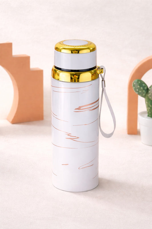 Premium Marble Print Stainless Steel Water Bottle - Elegant Vacuum Insulated Flask - Random Color - 800ml