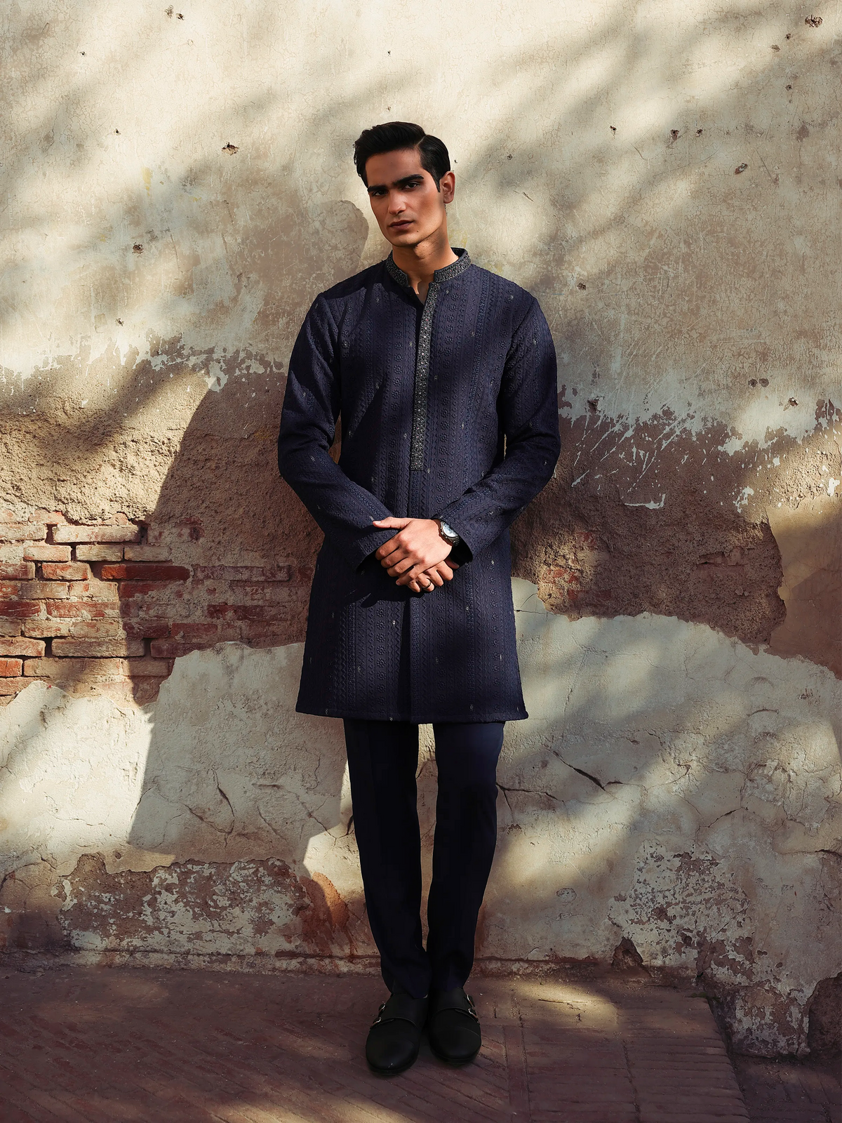Embroidered Schiffli Kurta Pajama - ECMTKP5-004