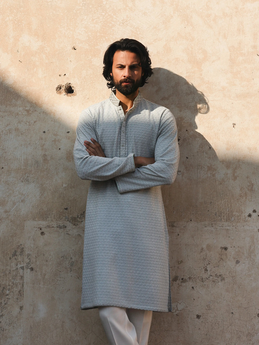 Embroidered Shiffli Kurta Pajama - ECMTKP5-008