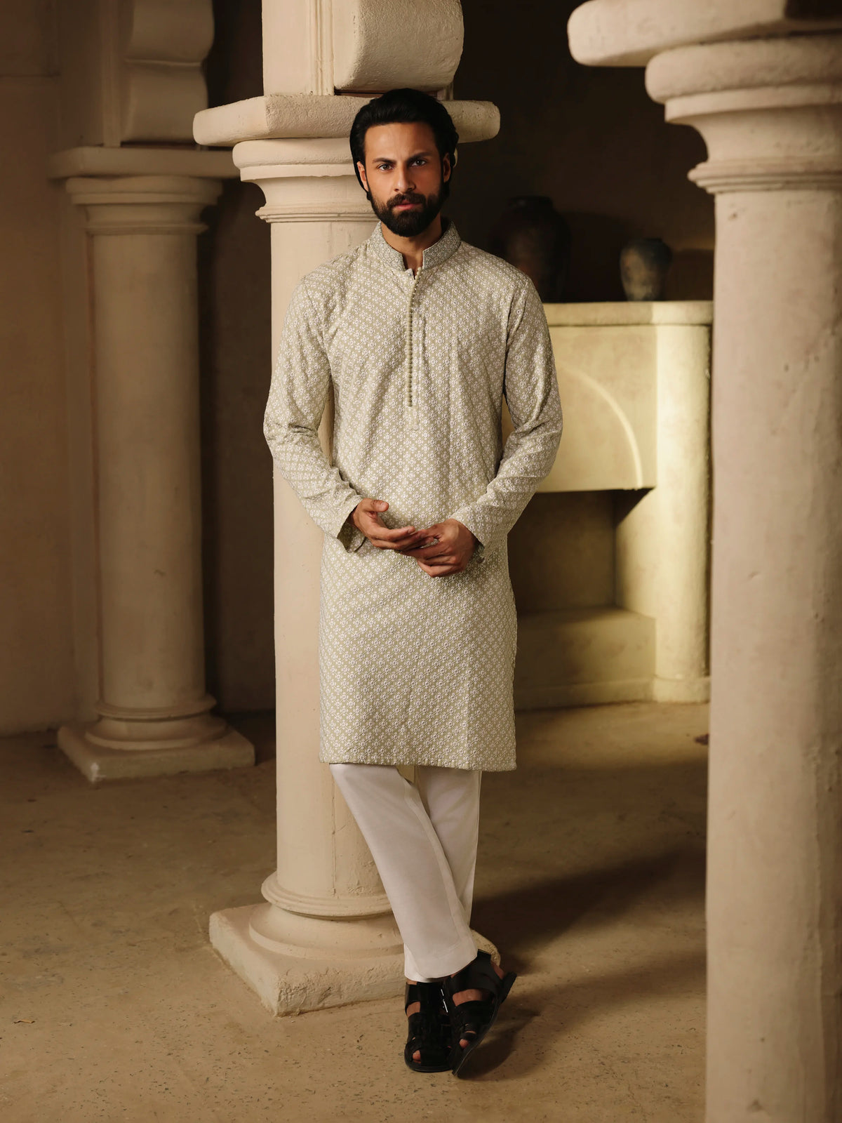 Embroidered Viscose Kurta Pajama - ECMTKP5-012