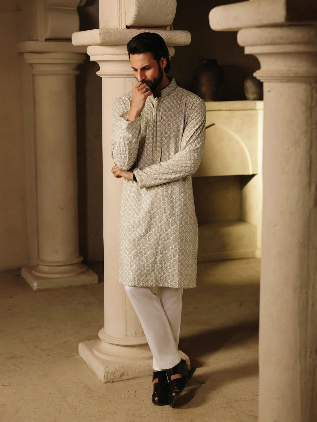 Embroidered Viscose Kurta Pajama - ECMTKP5-012