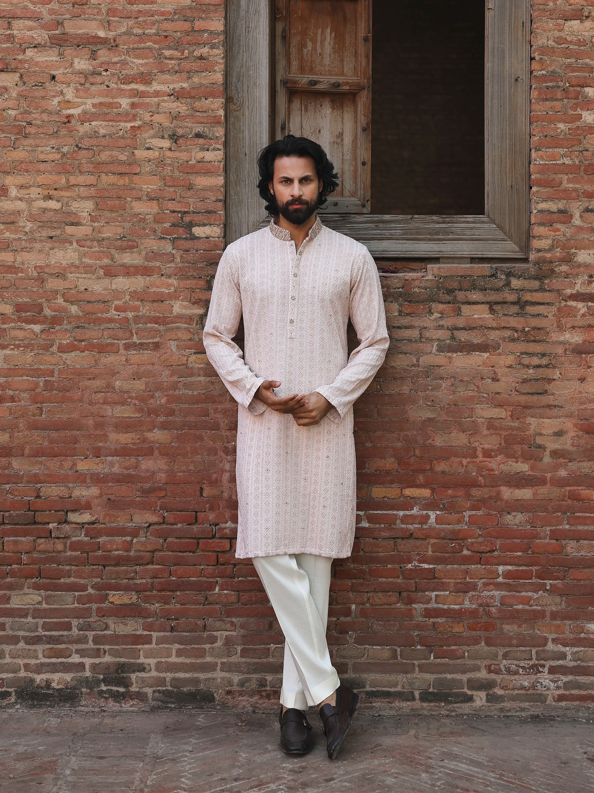 Embroidered Textured Viscose Kurta Pajama - ECMTKP5-014