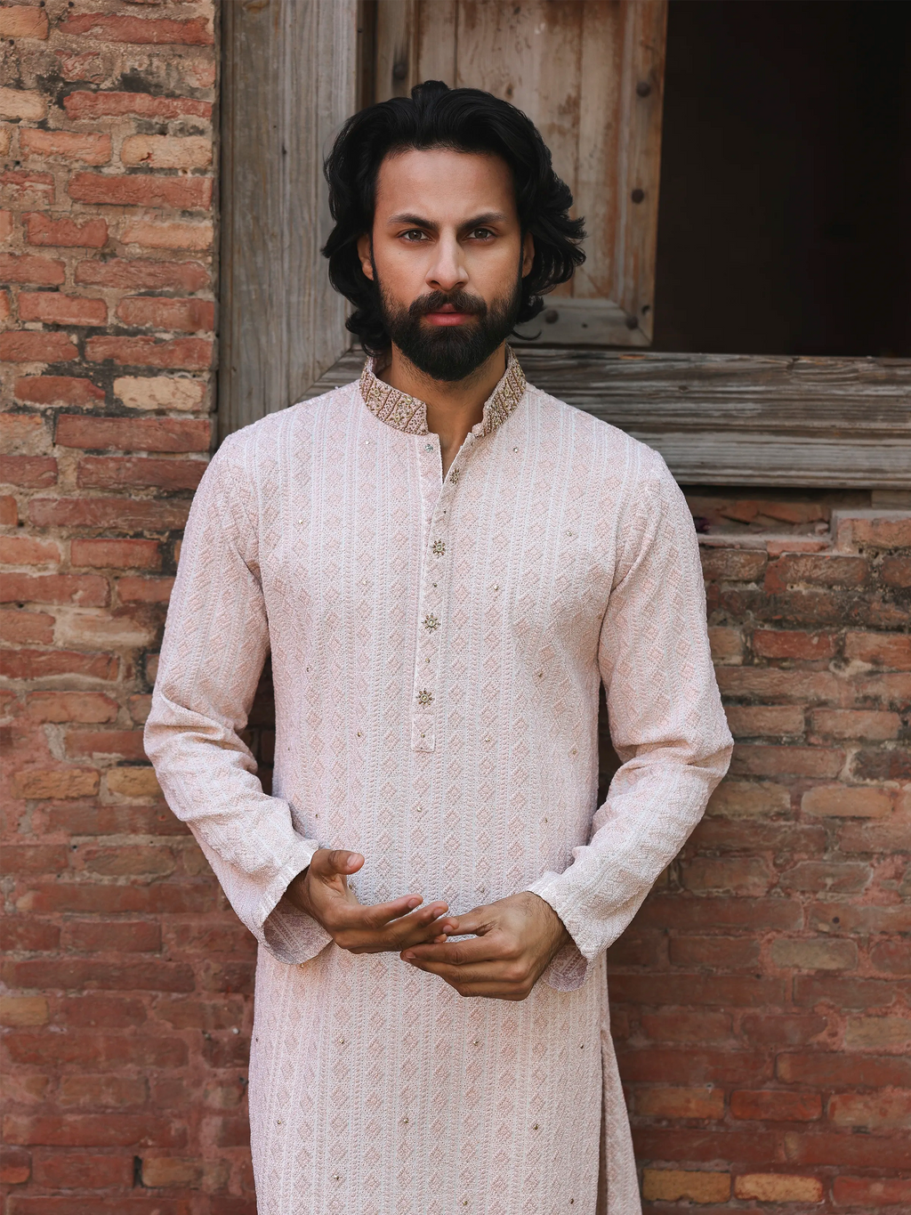 Embroidered Textured Viscose Kurta Pajama - ECMTKP5-014