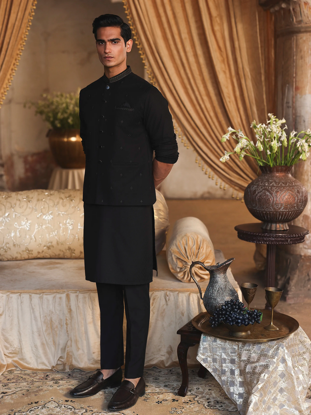 Embroidered Jacquard Waistcoat Suit - EMTWCS5-015