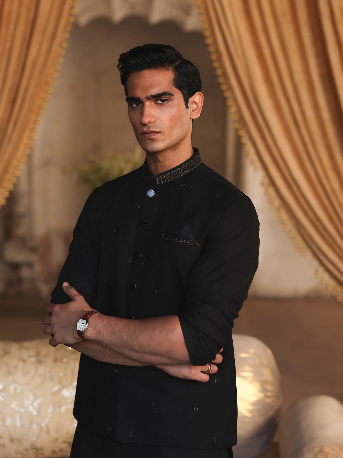 Embroidered Jacquard Waistcoat Suit - EMTWCS5-015