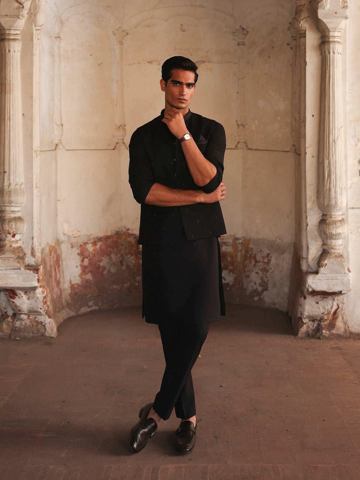 Embroidered Jacquard Waistcoat Suit - EMTWCS5-015