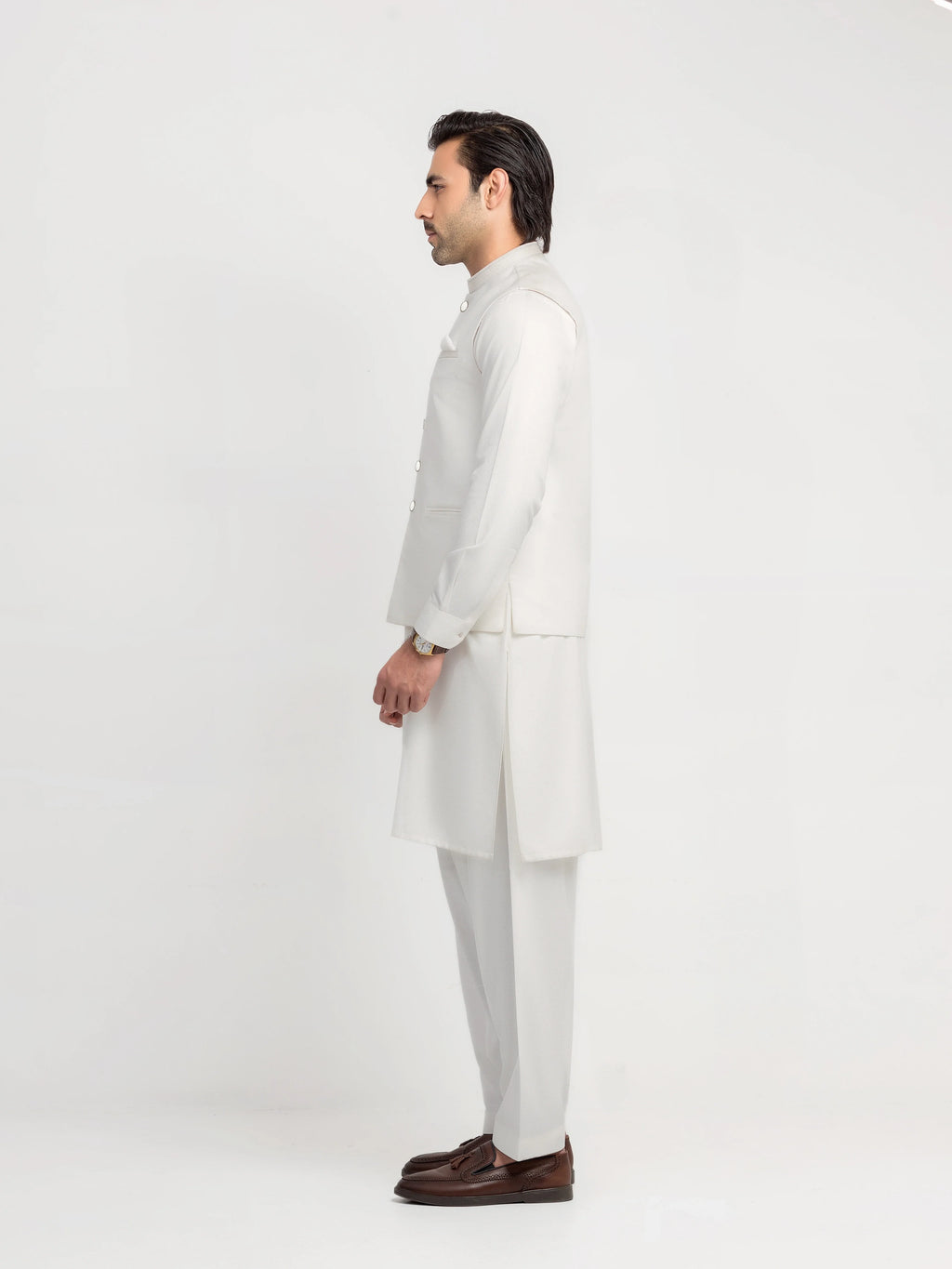 Embroidered Dobby Waistcoat Suit - ECMTWCS5-029