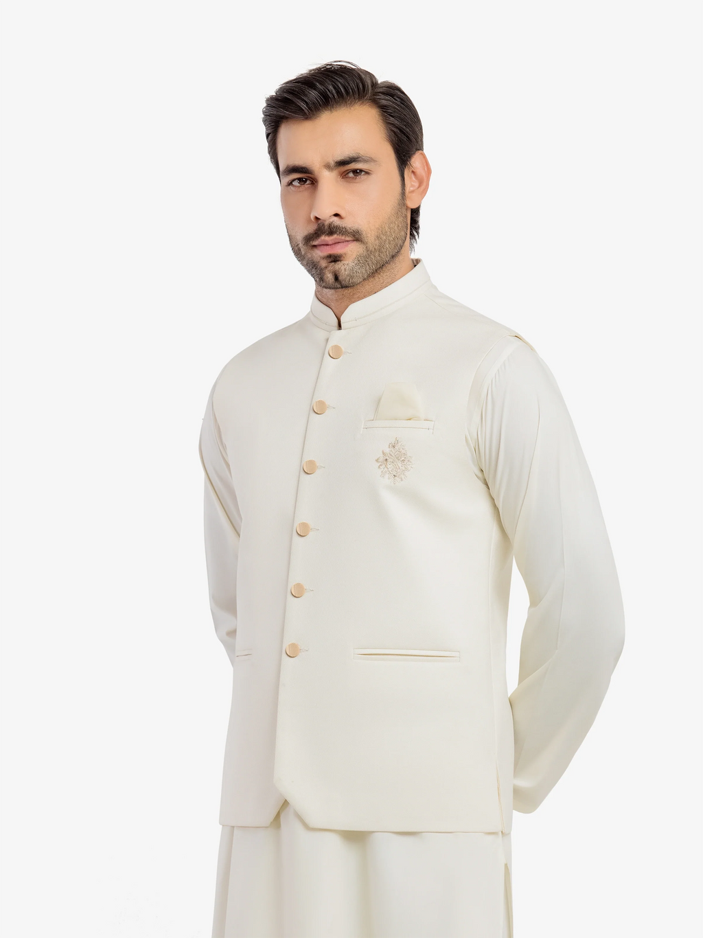 Embroidered Blended Waistcoat Suit - ECMTWCS5-030