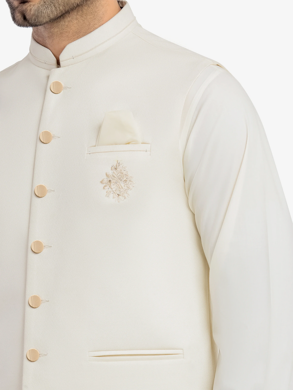 Embroidered Blended Waistcoat Suit - ECMTWCS5-030