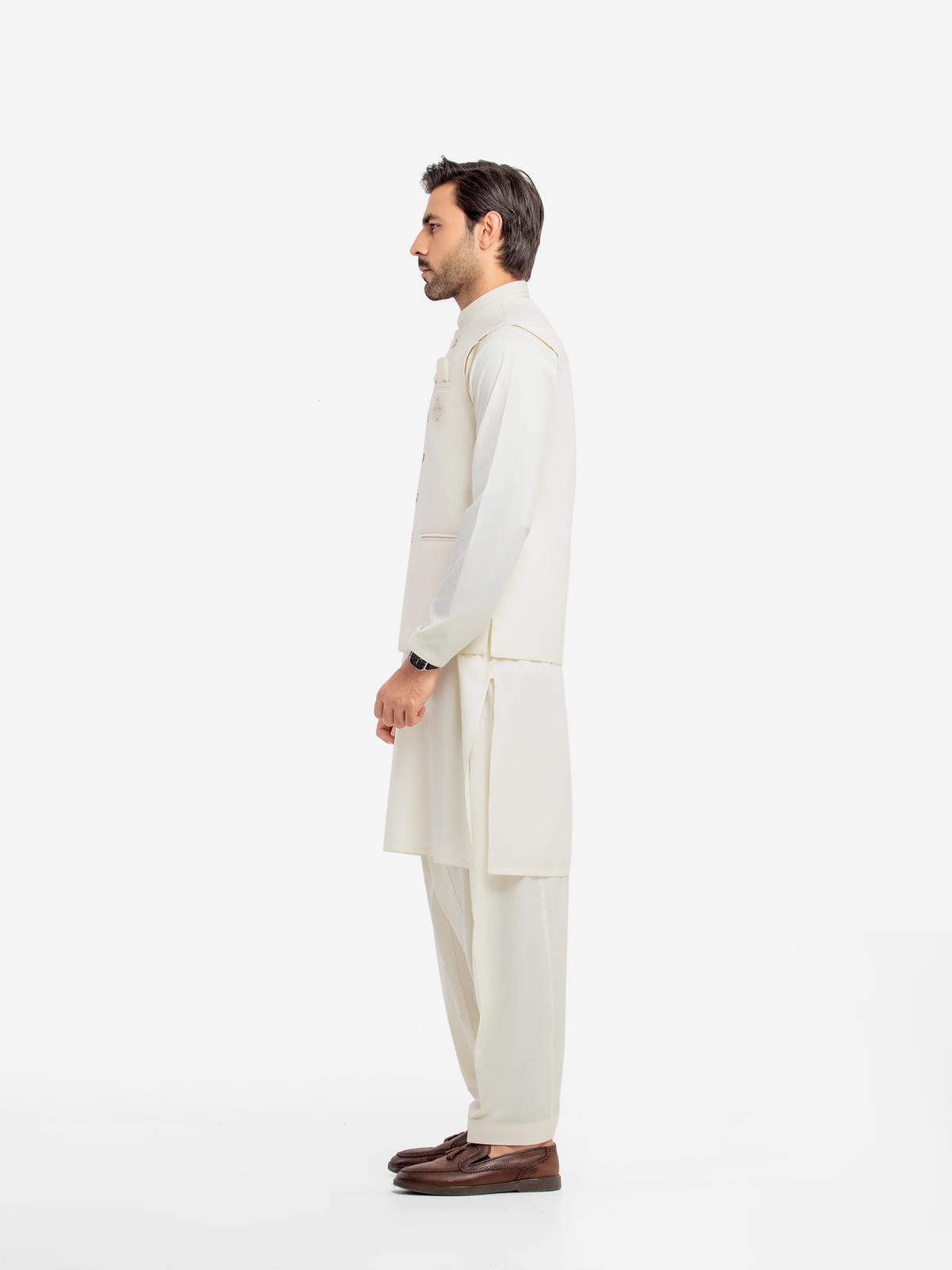 Embroidered Blended Waistcoat Suit - ECMTWCS5-030