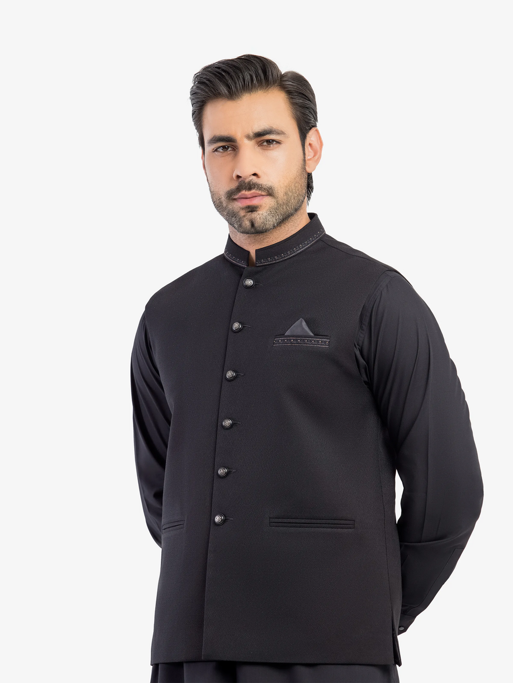 Embroidered Blended Waistcoat Suit - ECMTWCS5-031