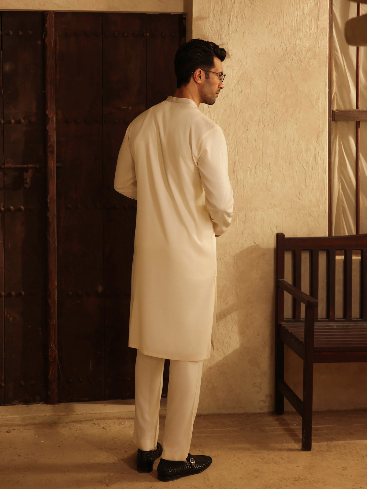 Embroidered Dobby Waistcoat Suit - ECMTWCS5-032