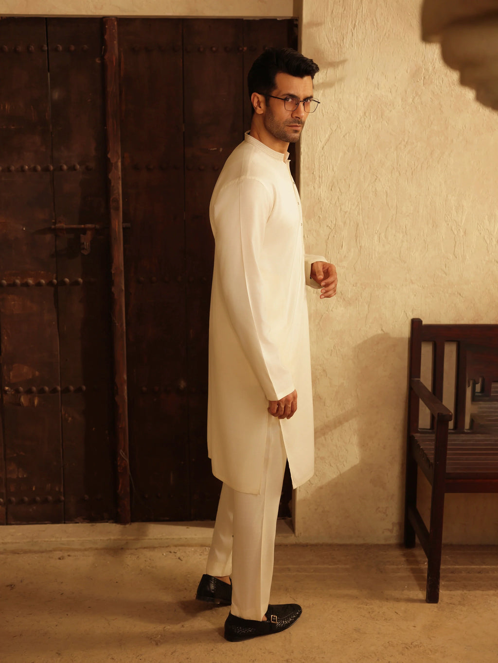 Embroidered Dobby Waistcoat Suit - ECMTWCS5-032