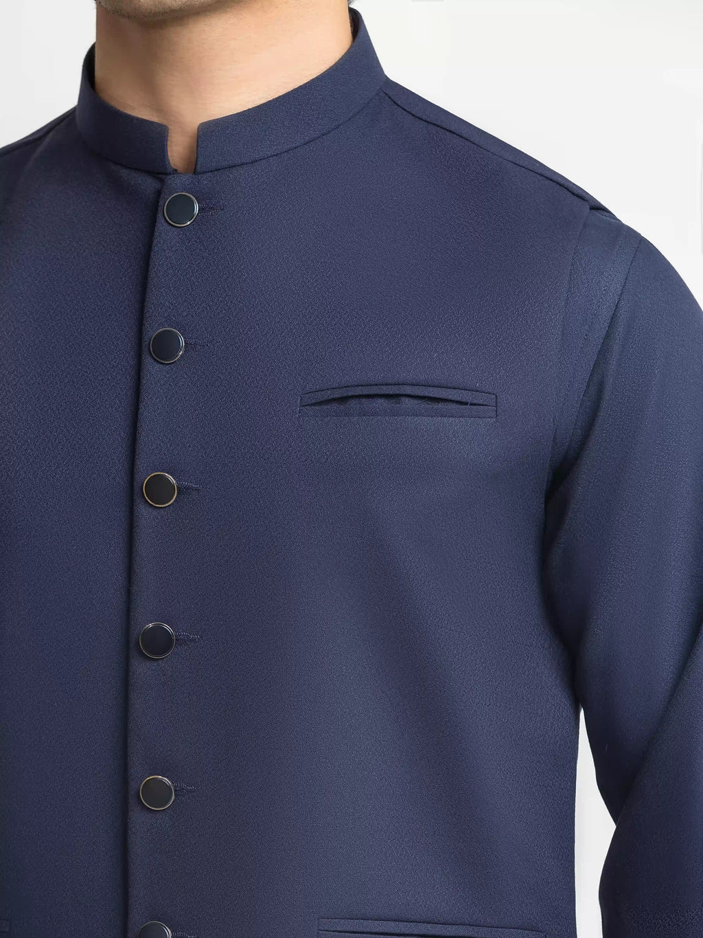 Embroidered Dobby Waistcoat Suit - ECMTWCS5-034