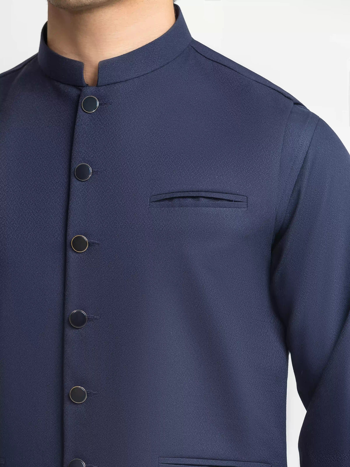 Embroidered Dobby Waistcoat Suit - ECMTWCS5-034