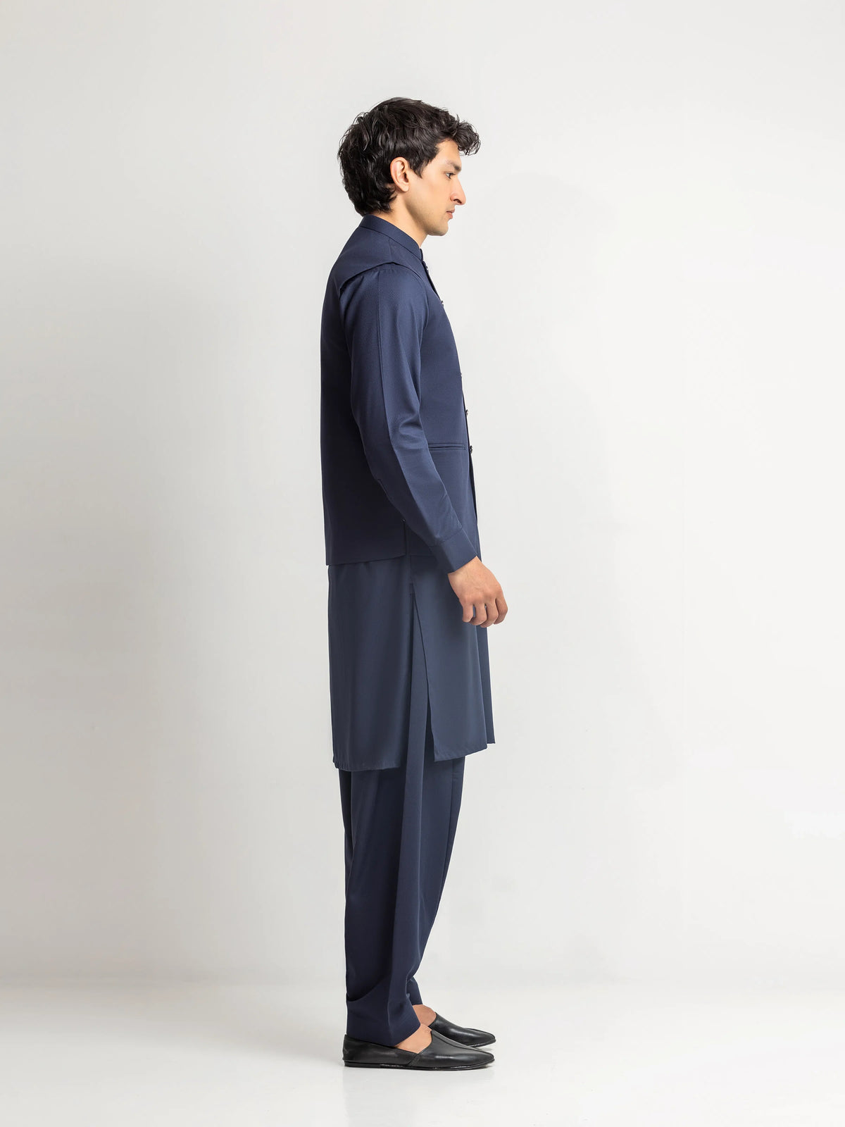 Embroidered Dobby Waistcoat Suit - ECMTWCS5-034