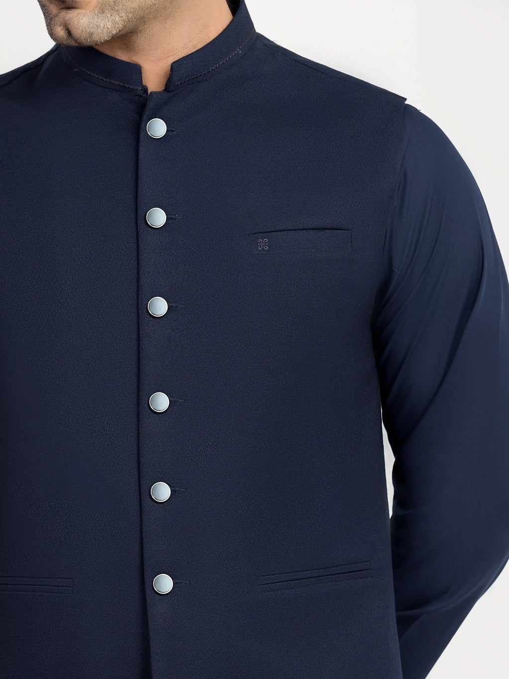 Embroidered Blended Waistcoat Suit - ECMTWCS5-036