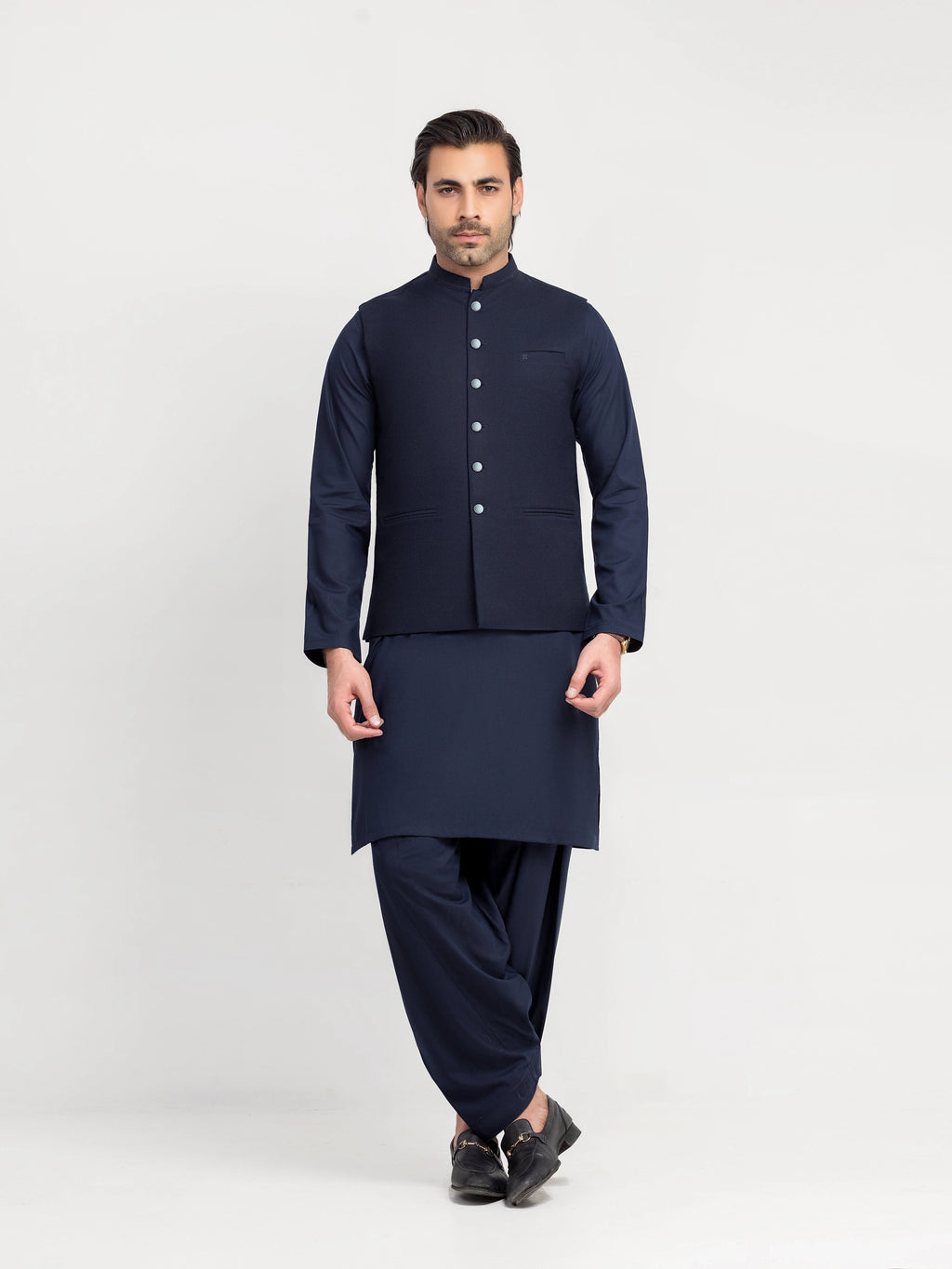 Embroidered Blended Waistcoat Suit - ECMTWCS5-036