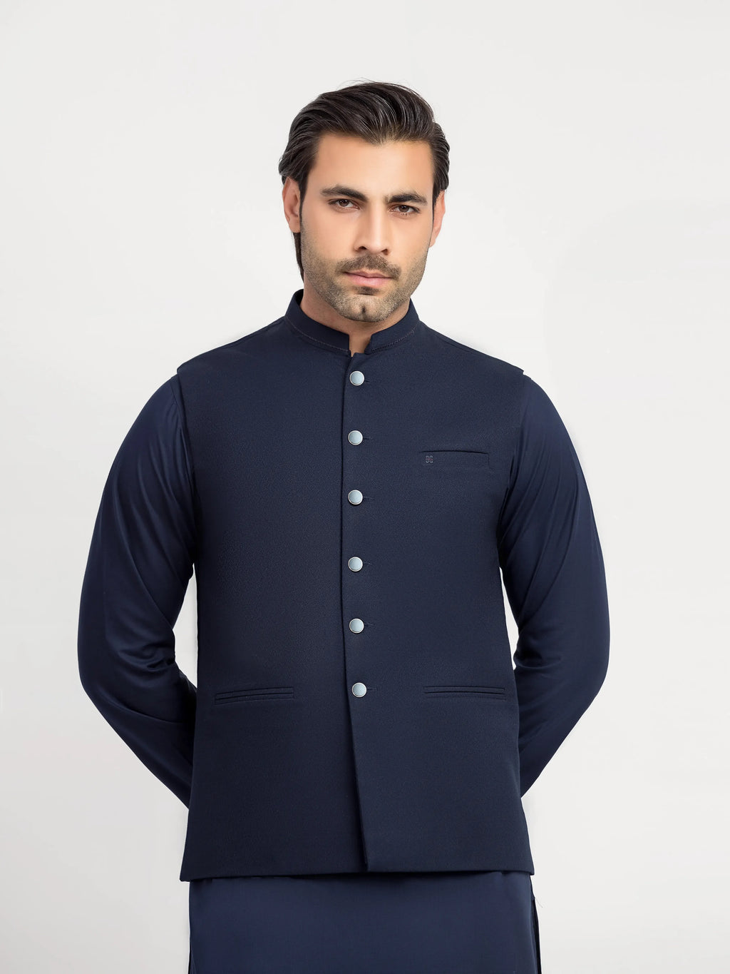 Embroidered Blended Waistcoat Suit - ECMTWCS5-036