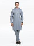 Embroidered Chambray Kurta Pajama - EMTKPT5-058