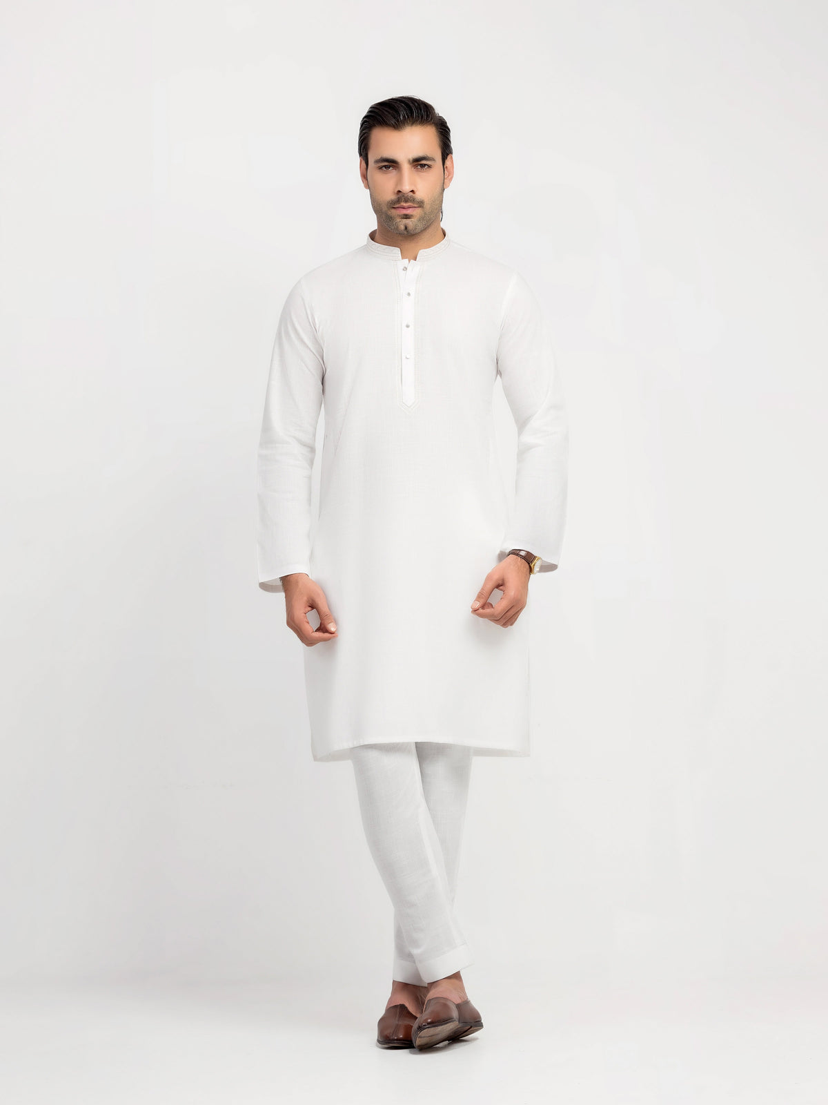 Embroidered Cotton Slub Kurta Pajama - EMTKPT6-103