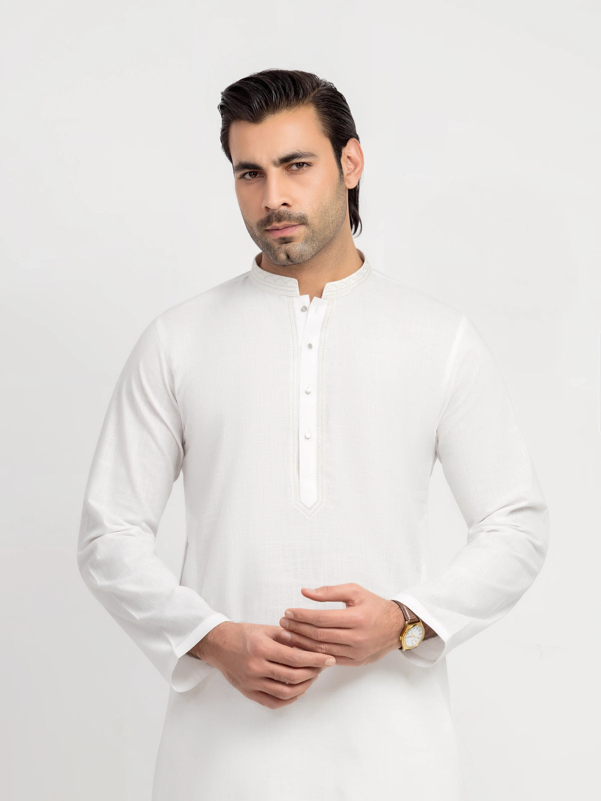 Embroidered Cotton Slub Kurta Pajama - EMTKPT6-103