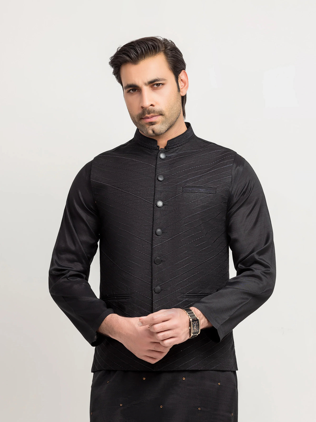 Embroidered Khaddar Waistcoat - EMTWCE5-35995