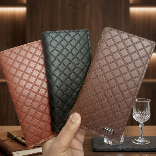 Men’s Quilted Leather Bifold Wallet | Slim & Stylish | Multiple Card Slots | Durable Everyday Accessory | Dark Brown